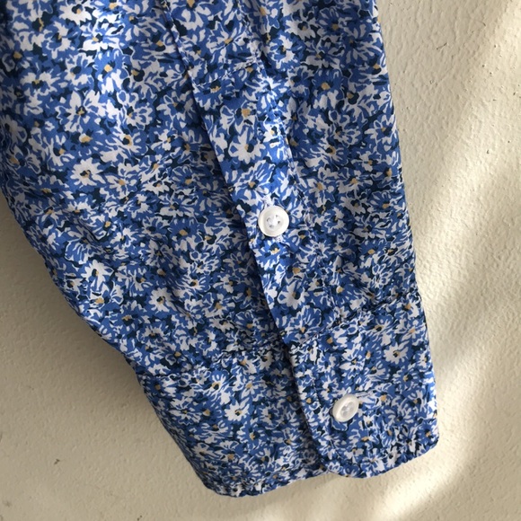 EUC Frank & Eileen sz M “Eileen” blouse blue & white floral pattern relaxed fit - Picture 6 of 8